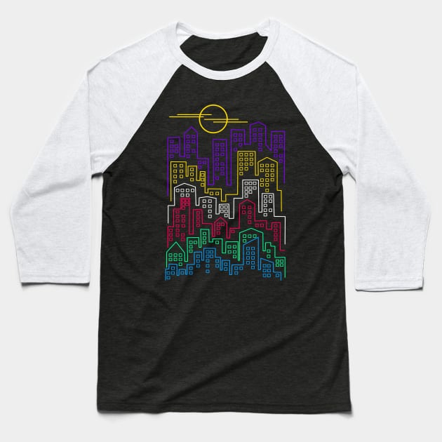 City Skylines Baseball T-Shirt by clingcling